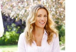 Blond Middle Aged Female with Flowery Background