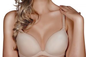 Breast View of Female in Nude Bra