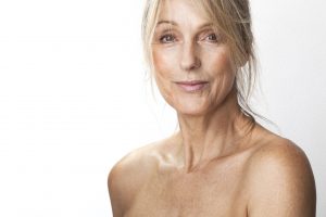 Mature Older Woman with Bare Shoulders